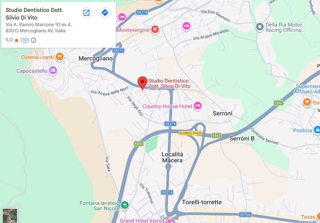 Posizione mappa studio dentistico Di Vito Mercogliano (AV)